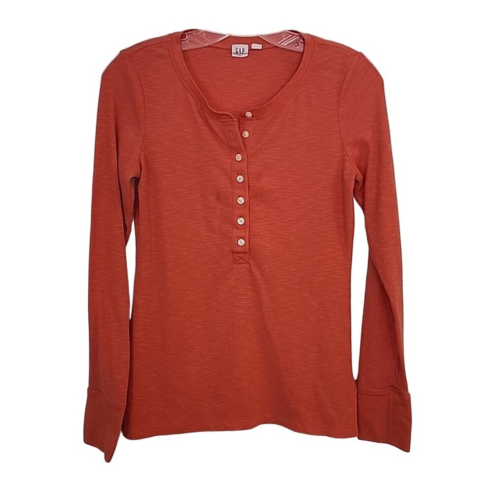 Gap Coral Ribbed Long-Sleeve Top, Small